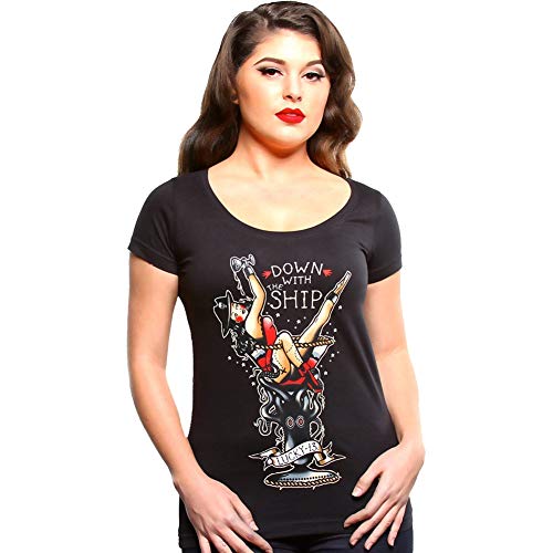 Amazon.com: Lucky 13 Women's Ship Scoop Neck T-Shirt Black S